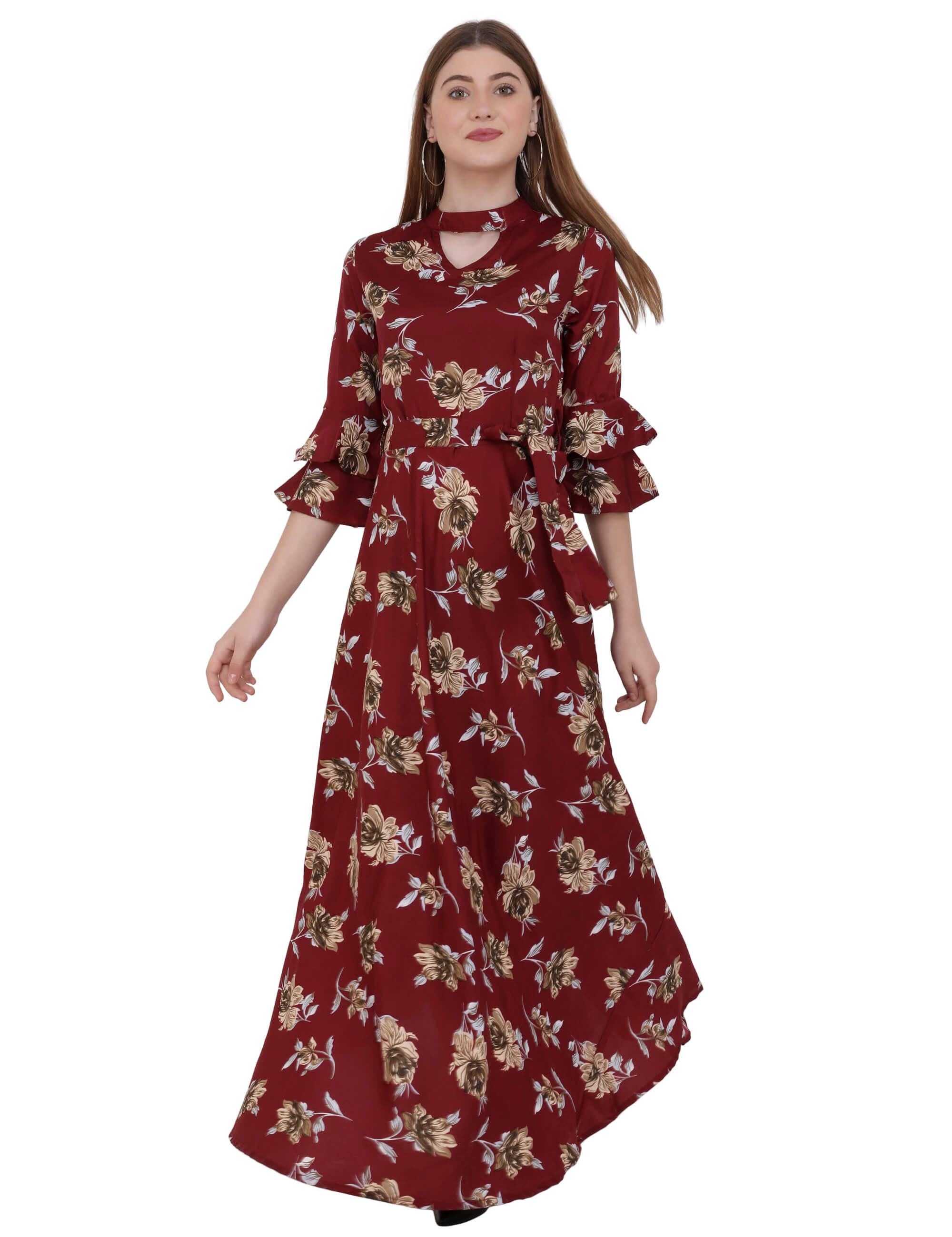 Emeros A-line Floral Print Choker Neck 